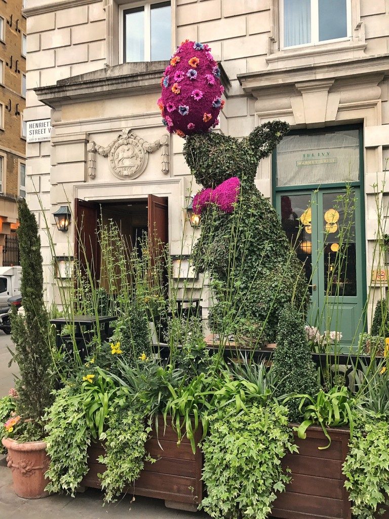Ivy Topiary Rabbit outside The Ivy restaurant